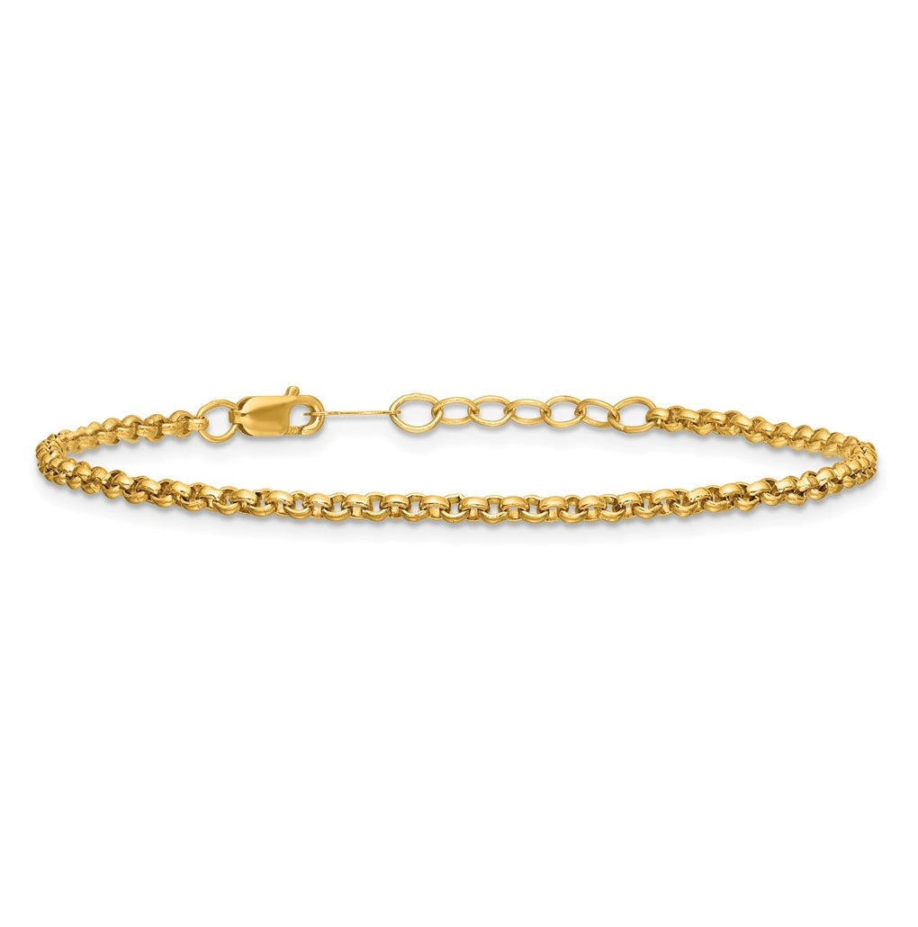 1/20 14K Gold Filled 2.50mm Rolo 6.5in with 1in ext. Bracelet