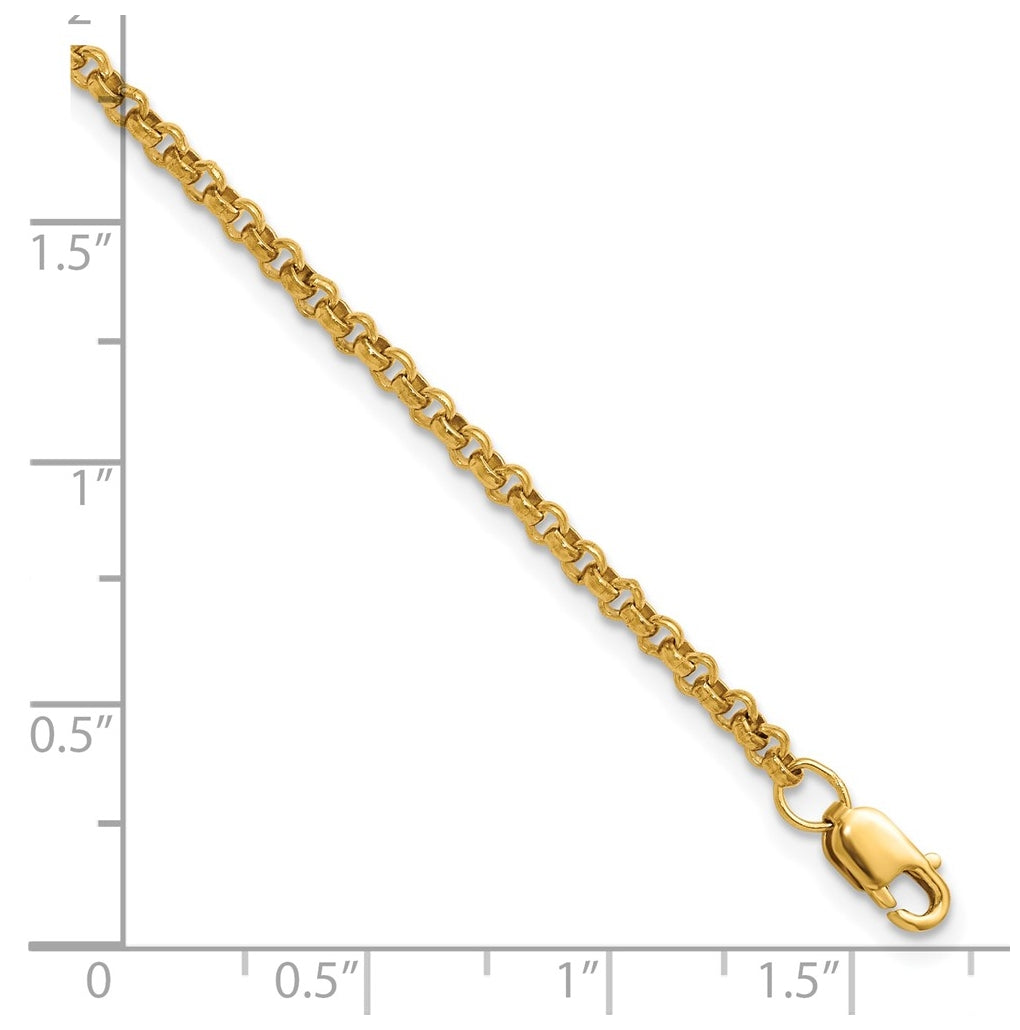 1/20 14K Gold Filled 2.50mm Rolo 6.5in with 1in ext. Bracelet