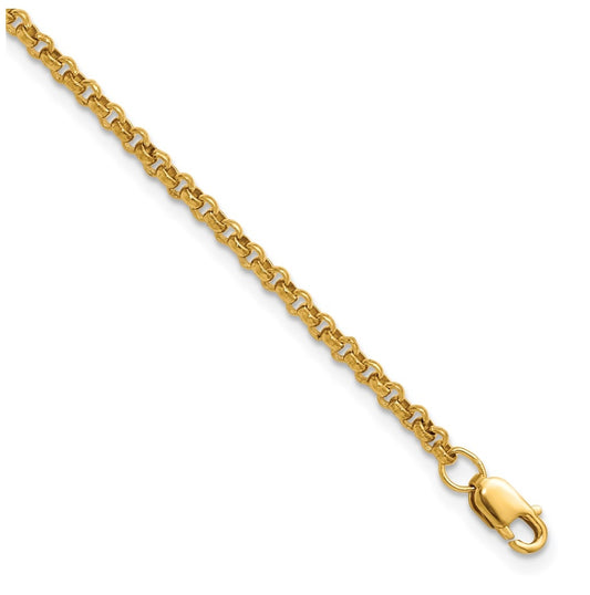 1/20 14K Gold Filled 2.50mm Rolo 6.5in with 1in ext. Bracelet