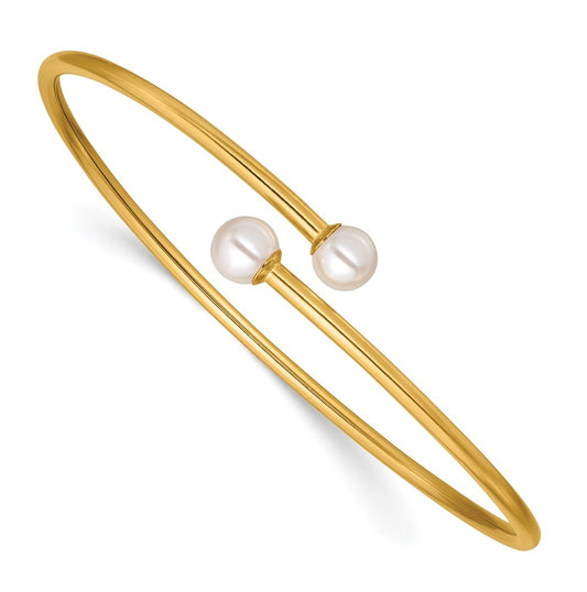 1/20 14K Gold Filled Crystal Simulated Pearl 2.25mm Flexible Bangle