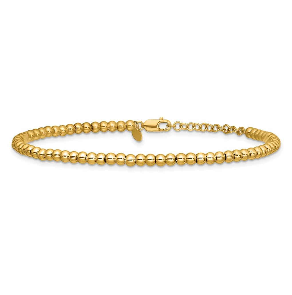 1/20 14K Gold Filled 3mm Beaded 7in w/1in ext. Bracelet