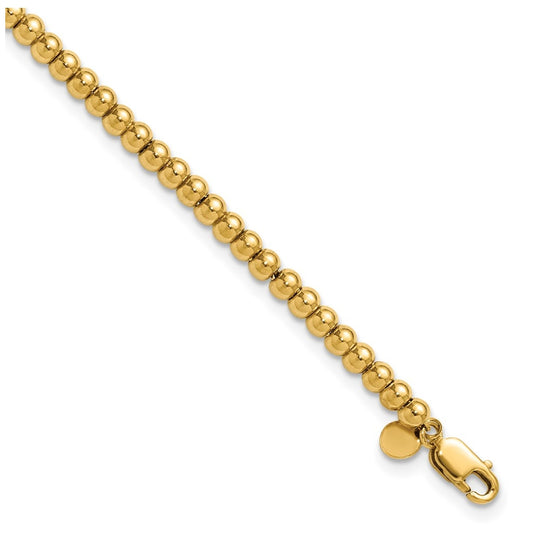 1/20 14K Gold Filled 3mm Beaded 7in w/1in ext. Bracelet