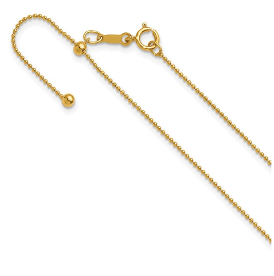 1/20 14K Gold Filled 1.0mm Adjustable Beaded 22in Chain