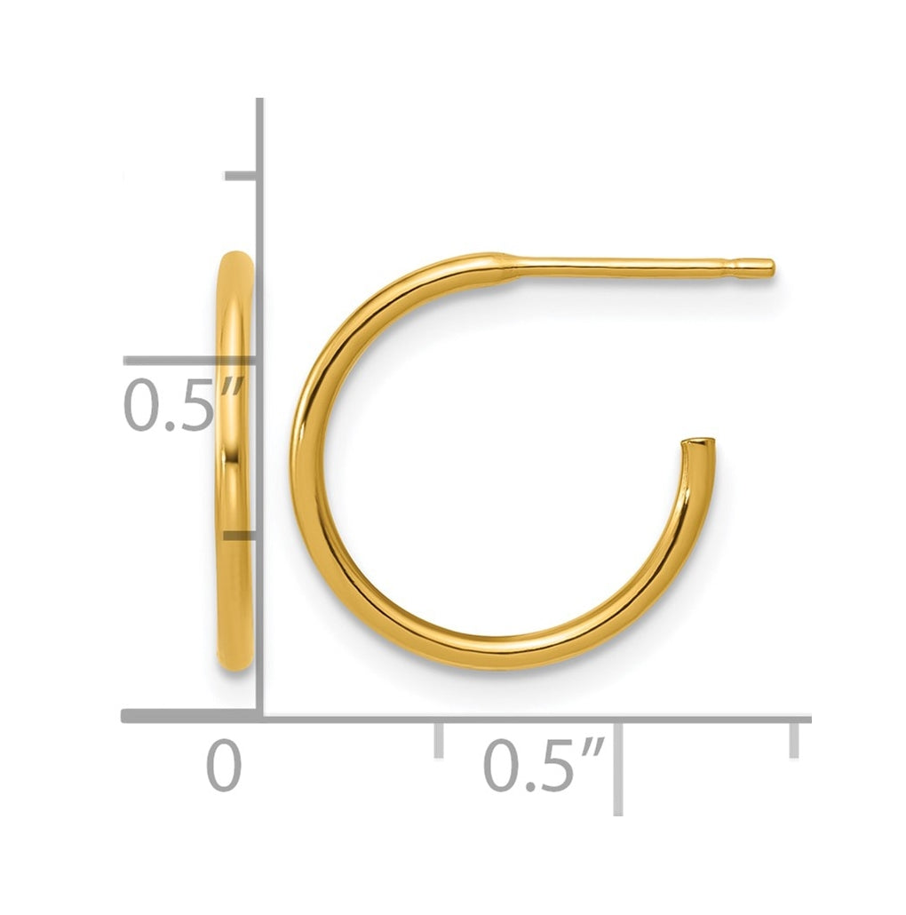 1/20 14K Gold Filled 1.30 x 15mm Post Hoop Earrings