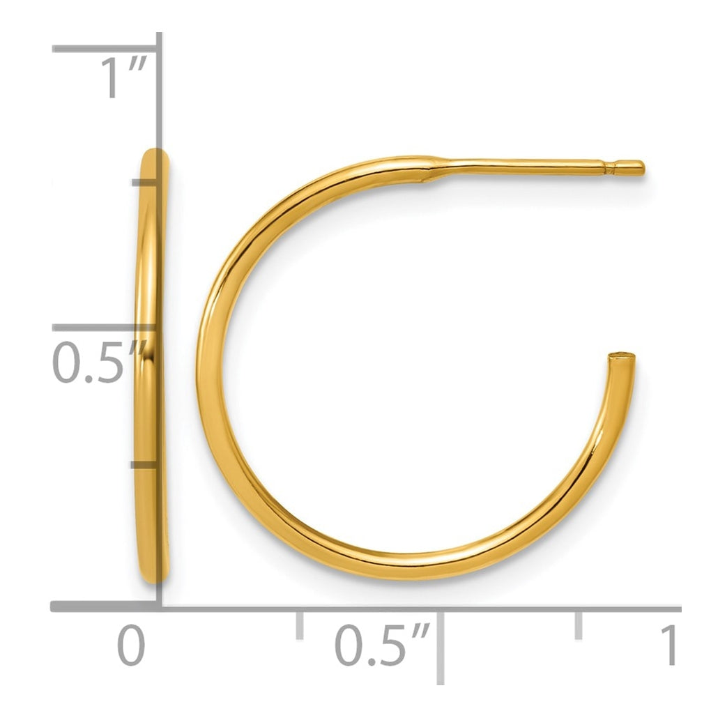 1/20 14K Gold Filled 1.30 x 20mm Post Hoop Earrings