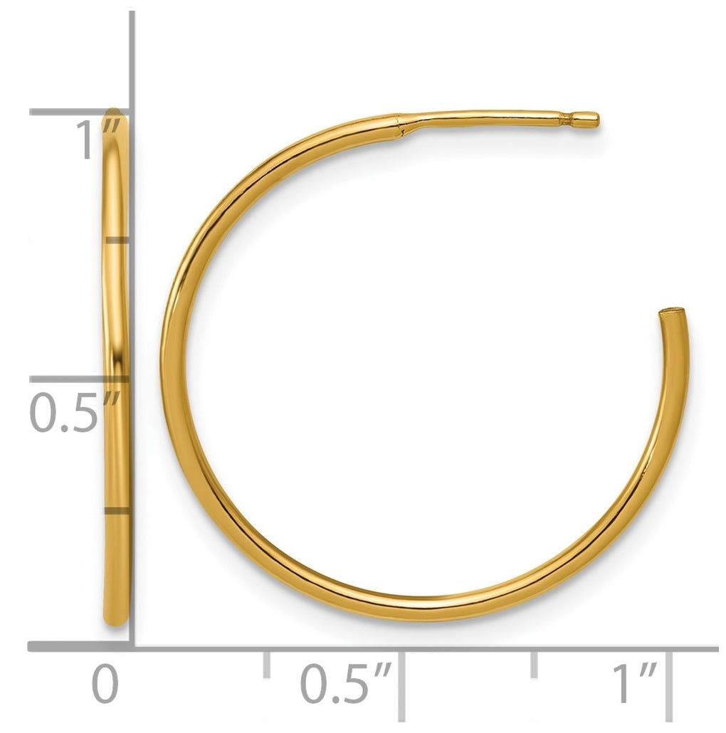 1/20 14K Gold Filled 1.30 x 25mm Post Hoop Earrings