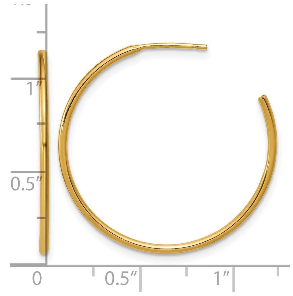 1/20 14K Gold Filled 1.30 x 30mm Post Hoop Earrings