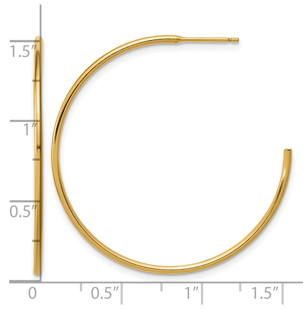1/20 14K Gold Filled 1.30 x 38mm Post Hoop Earrings