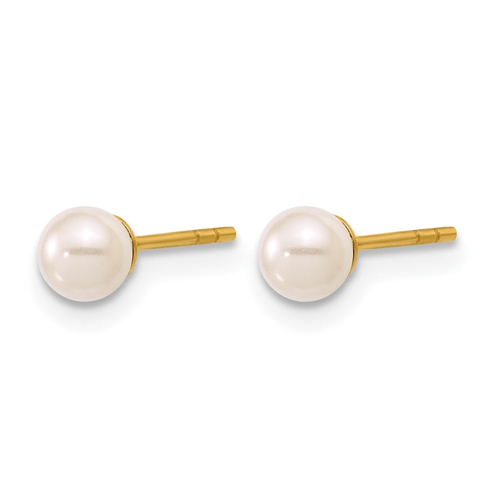 1/20 14K Gold Filled 4mm Crystal Simulated Pearl Ball Post Earrings