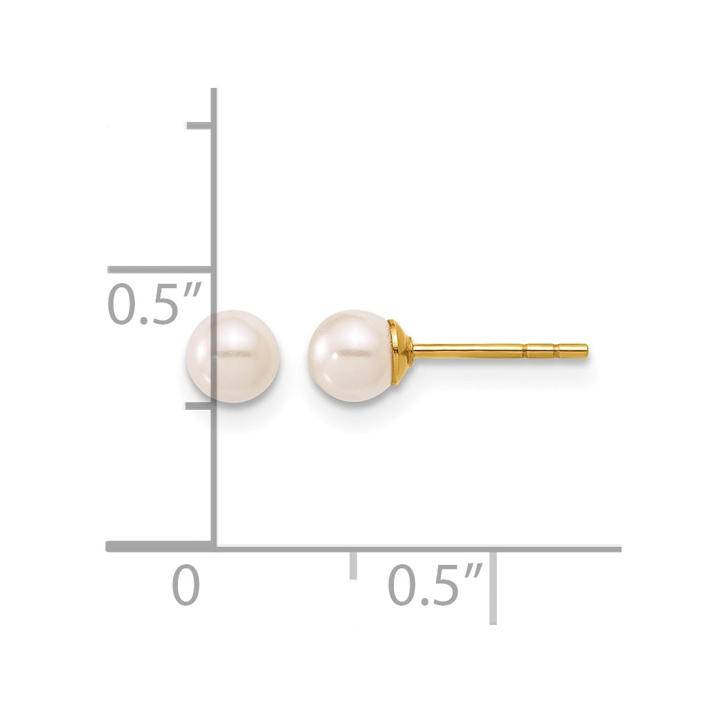 1/20 14K Gold Filled 4mm Crystal Simulated Pearl Ball Post Earrings