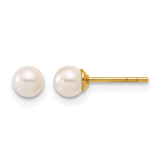 1/20 14K Gold Filled 4mm Crystal Simulated Pearl Ball Post Earrings