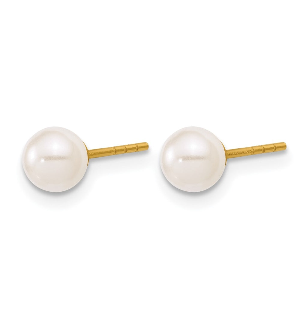 1/20 14K Gold Filled 5mm Crystal Simulated Pearl Ball Post Earrings