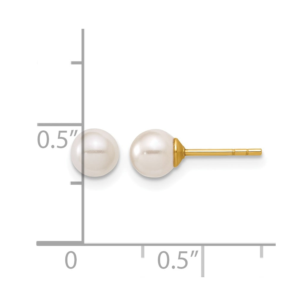 1/20 14K Gold Filled 5mm Crystal Simulated Pearl Ball Post Earrings