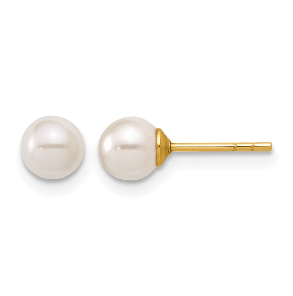 1/20 14K Gold Filled 5mm Crystal Simulated Pearl Ball Post Earrings