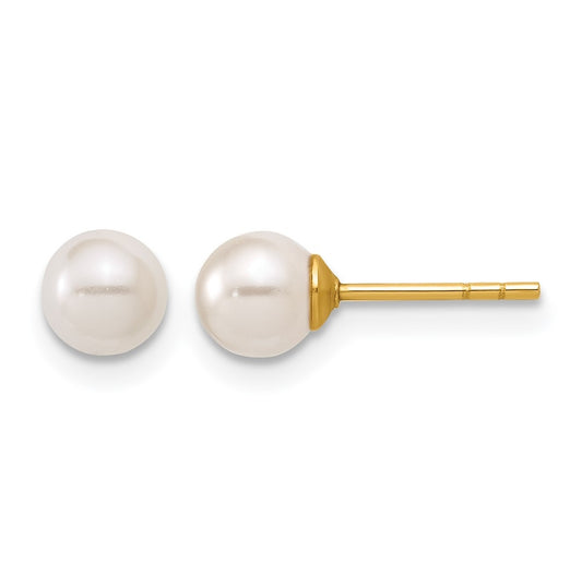 1/20 14K Gold Filled 5mm Crystal Simulated Pearl Ball Post Earrings