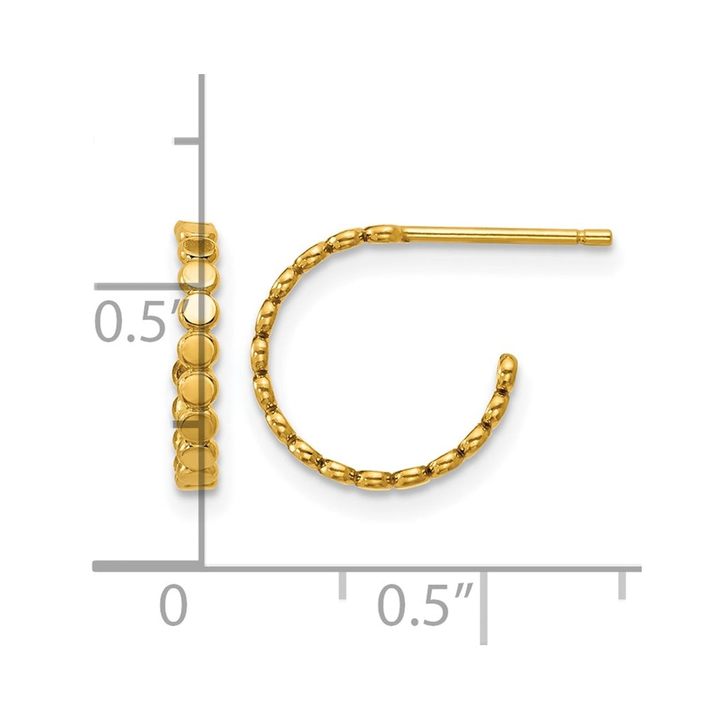 1/20 14K Gold Filled 1.90 x 12mm Beaded Post Hoop Earrings