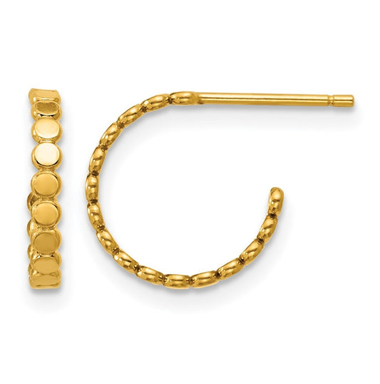 1/20 14K Gold Filled 1.90 x 12mm Beaded Post Hoop Earrings