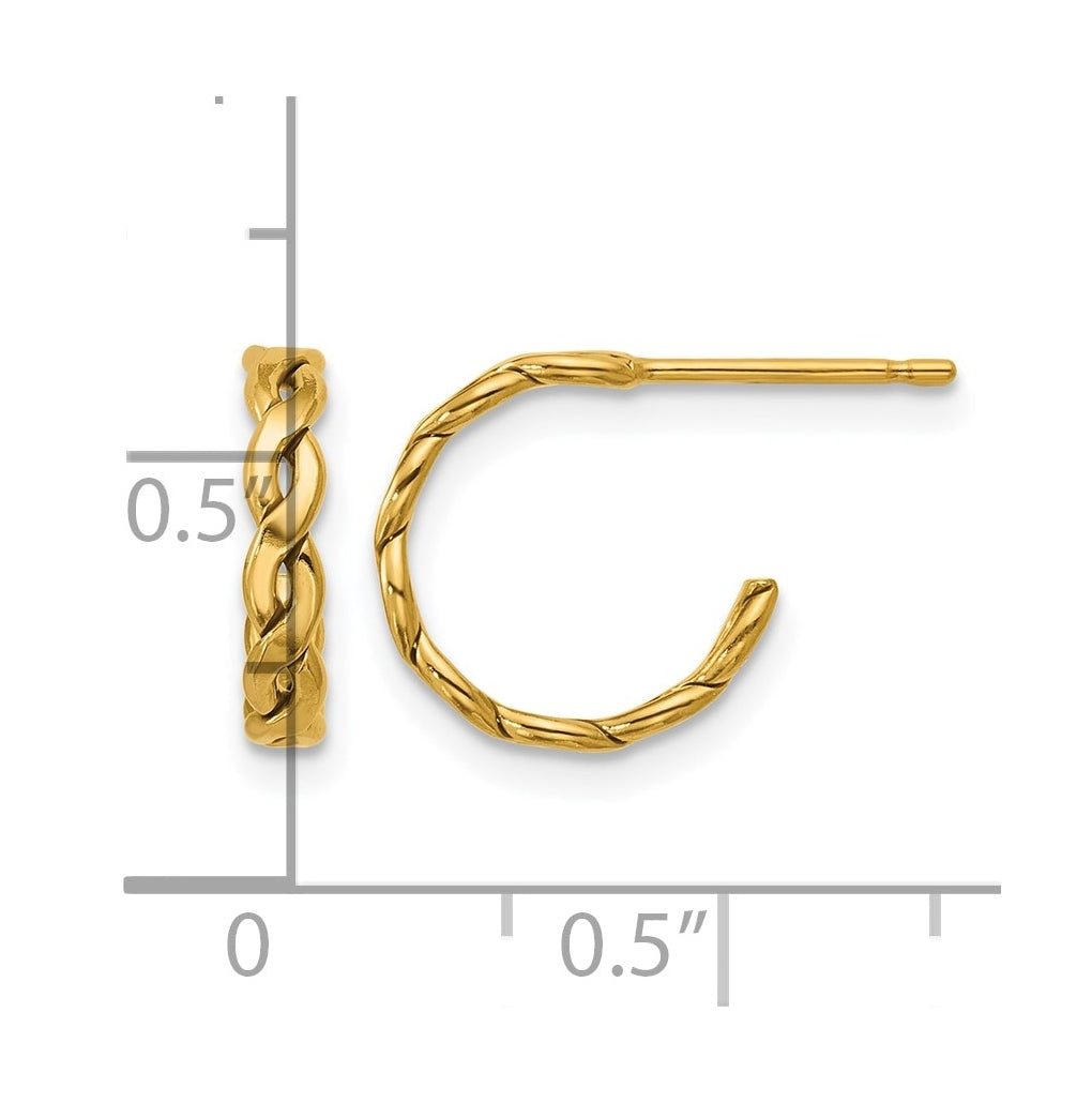 1/20 14K Gold Filled 2.50 x 12mm Braided Post Hoop Earrings