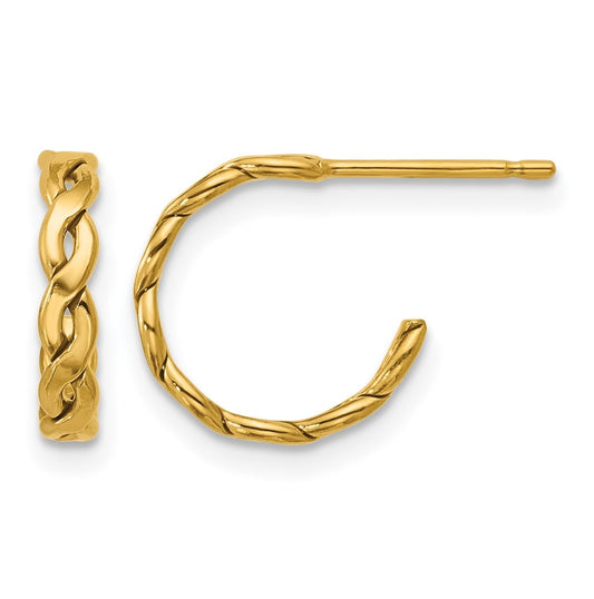 1/20 14K Gold Filled 2.50 x 12mm Braided Post Hoop Earrings