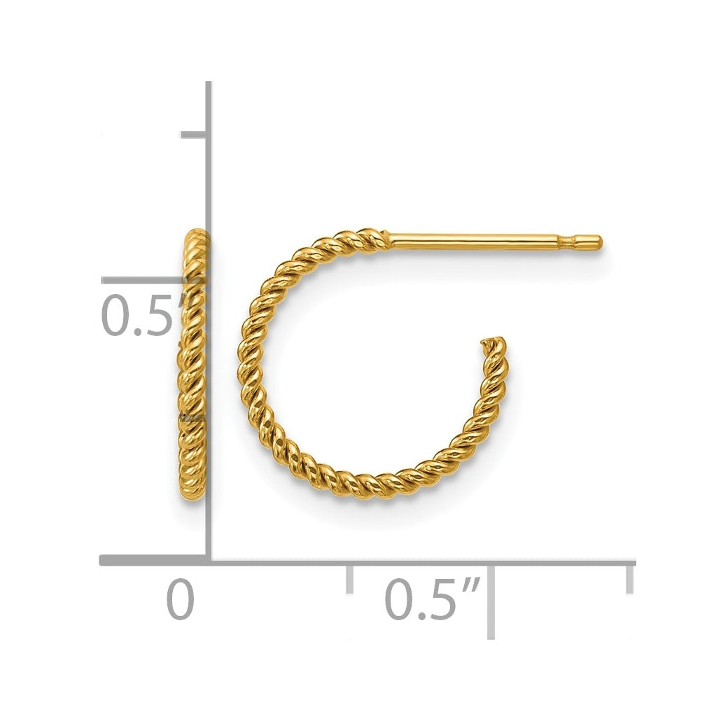 1/20 14K Gold Filled 1.20 x 12mm Twisted Post Hoop Earrings