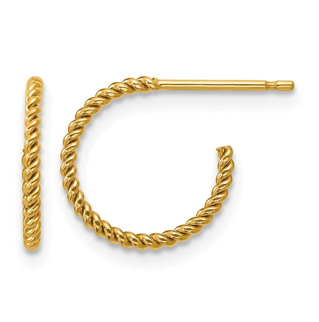 1/20 14K Gold Filled 1.20 x 12mm Twisted Post Hoop Earrings