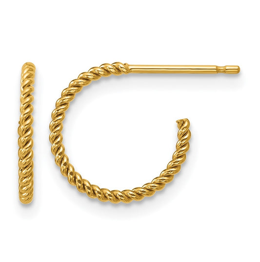 1/20 14K Gold Filled 1.20 x 12mm Twisted Post Hoop Earrings