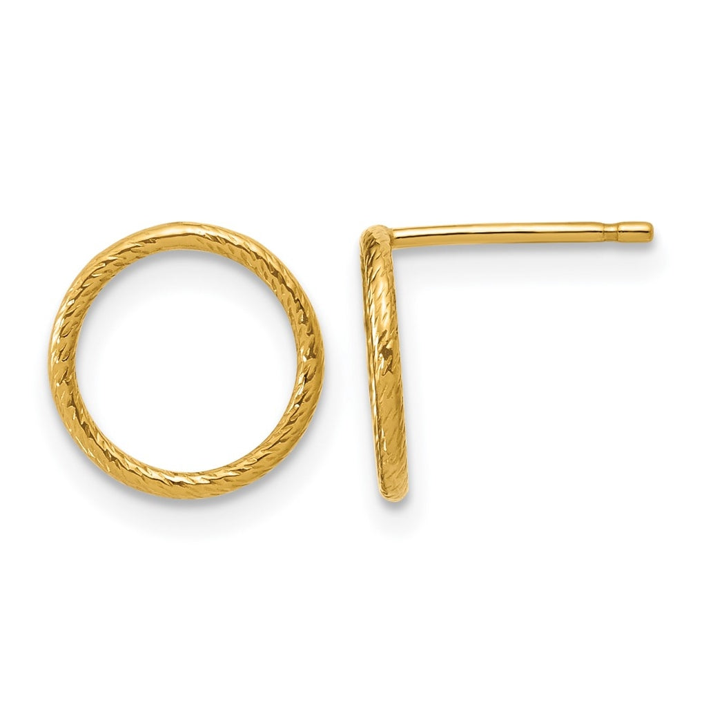 1/20 14K Gold Filled Sparkle 10mm Open Circle Post Earrings