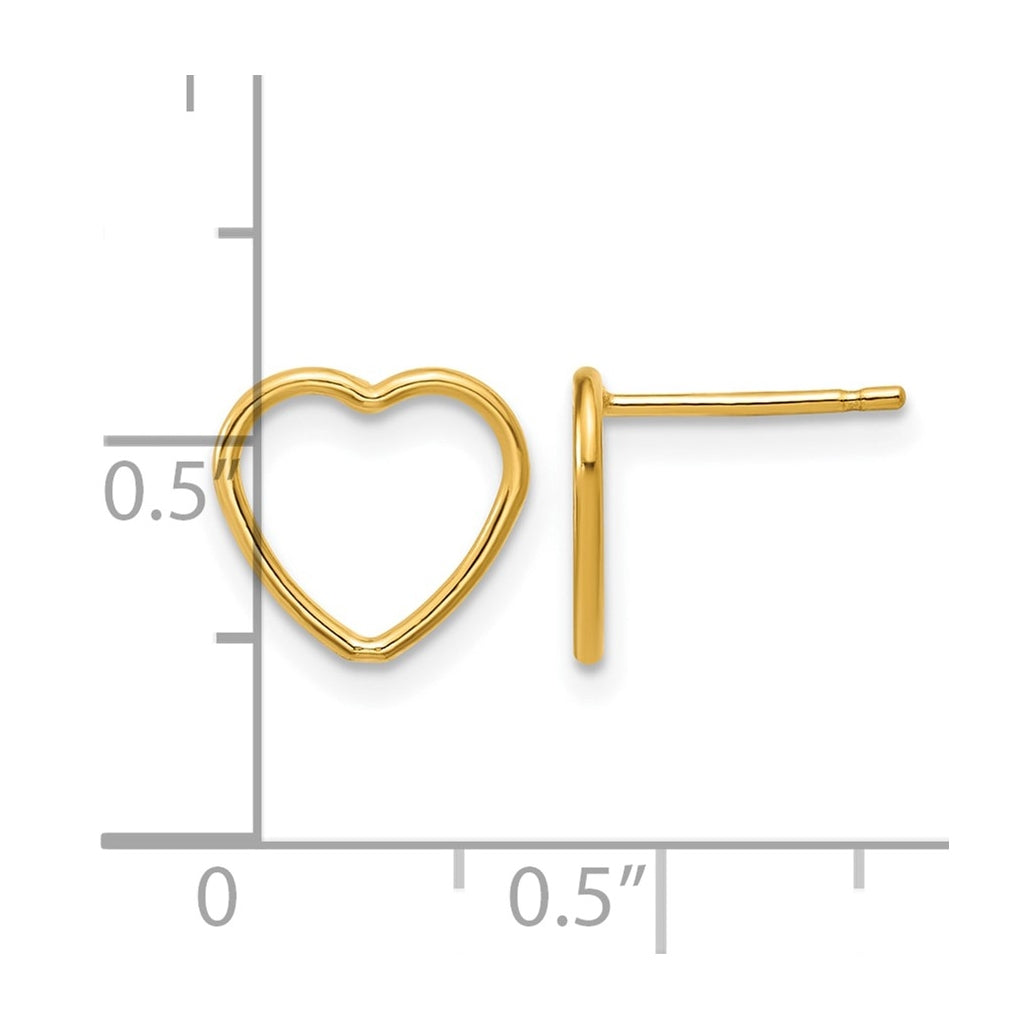 1/20 14K Gold Filled 10mm Open Heart Post Earrings