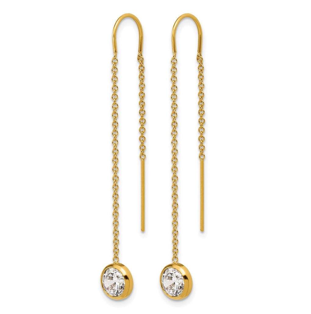 1/20 14K Gold Filled 6mm Cubic Zirconia Dangle Threader Earrings