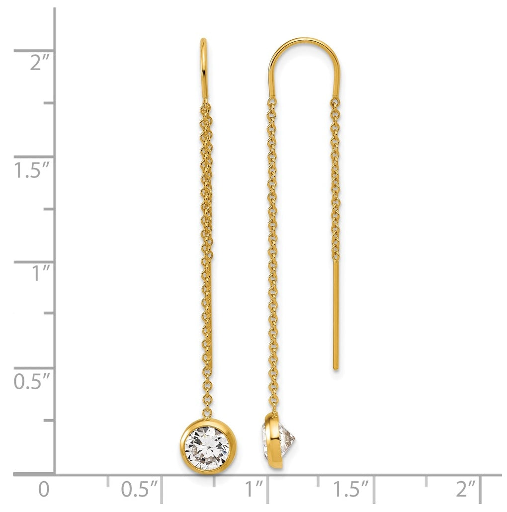 1/20 14K Gold Filled 6mm Cubic Zirconia Dangle Threader Earrings