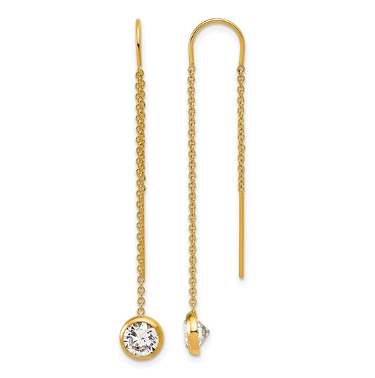 1/20 14K Gold Filled 6mm Cubic Zirconia Dangle Threader Earrings