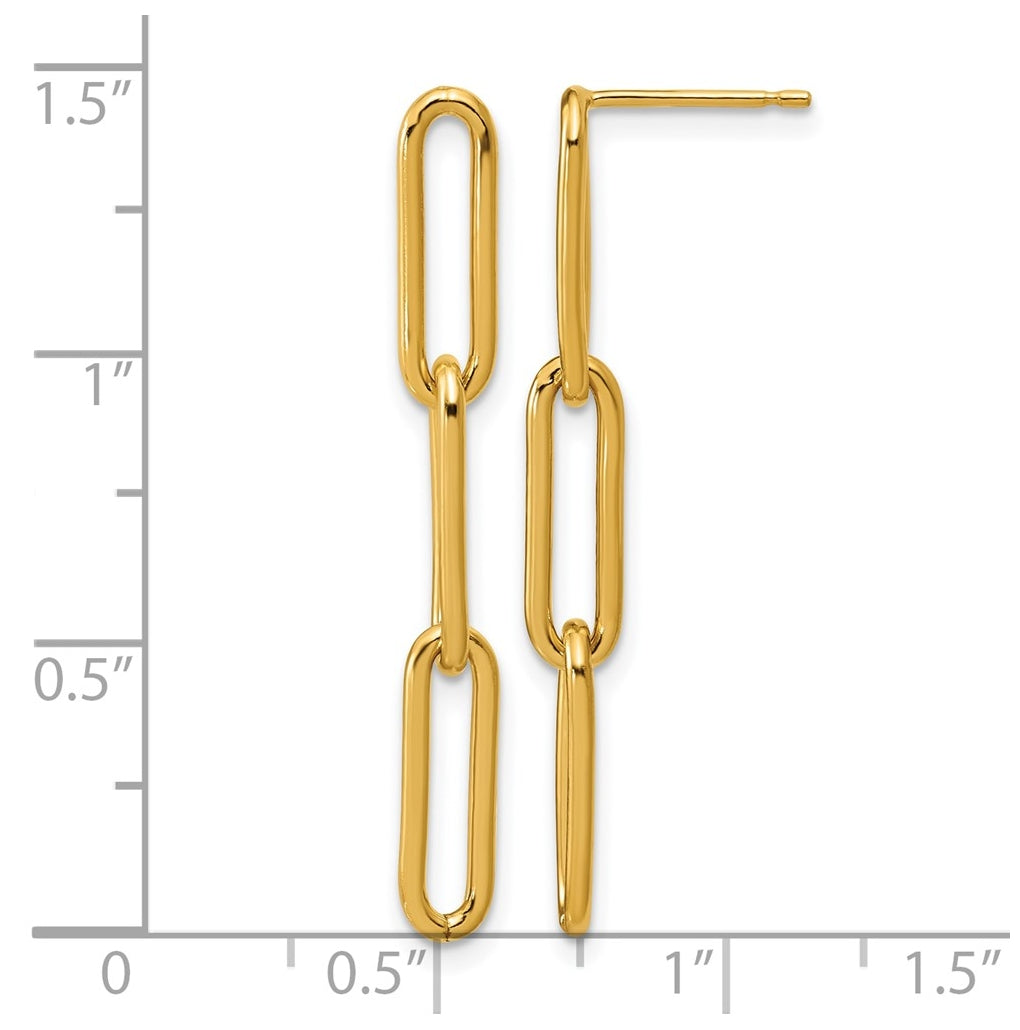 1/20 14K Gold Filled Paperclip Link Post Dangle Earrings