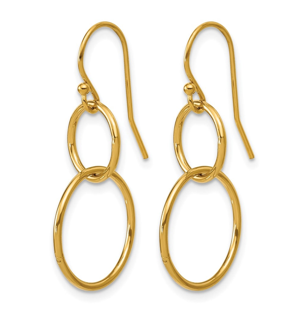 1/20 14K Gold Filled Interlocking Circles Shepherd Hook Dangle Earrings