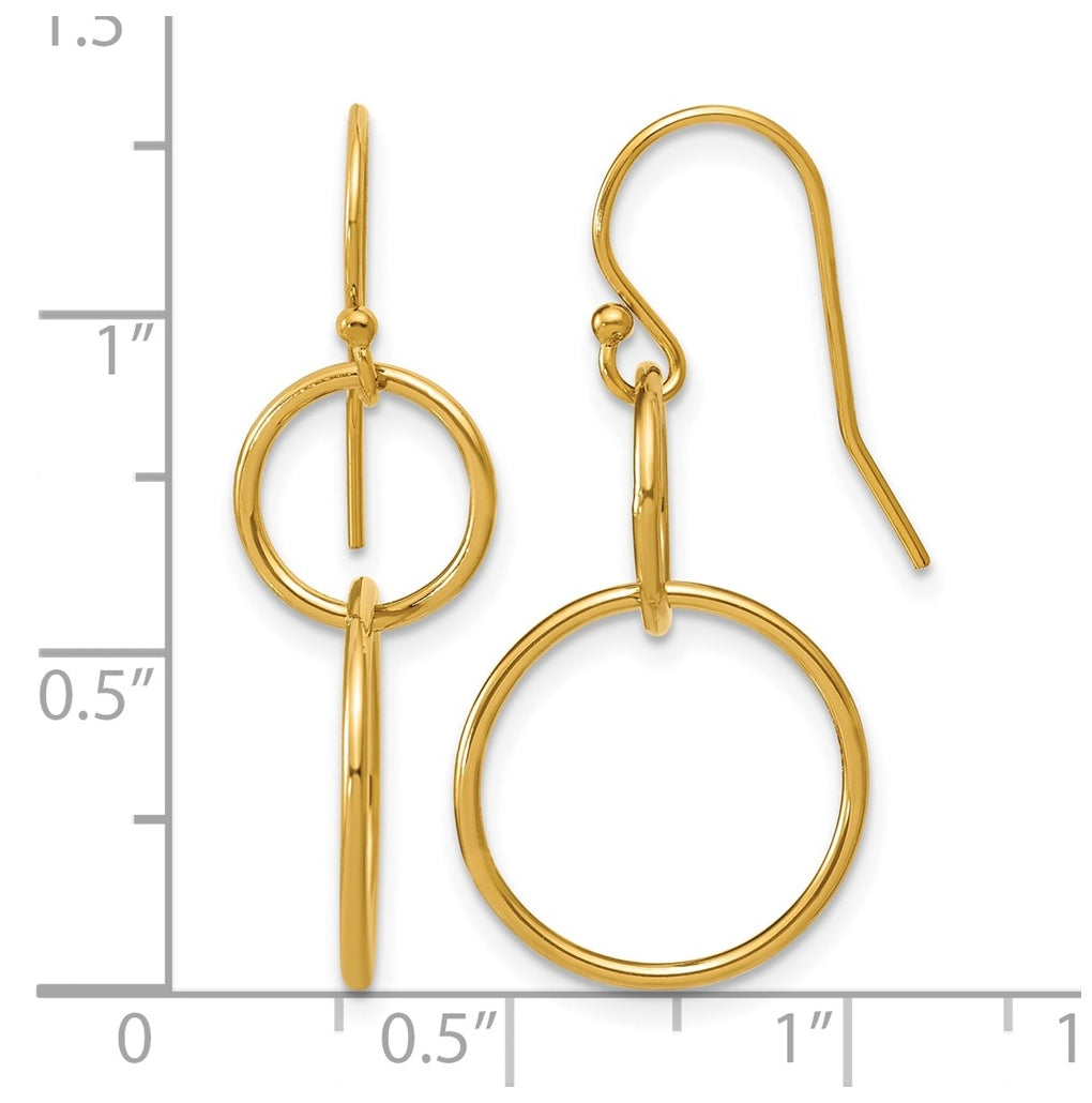 1/20 14K Gold Filled Interlocking Circles Shepherd Hook Dangle Earrings