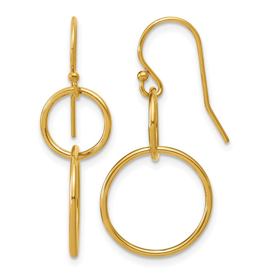 1/20 14K Gold Filled Interlocking Circles Shepherd Hook Dangle Earrings