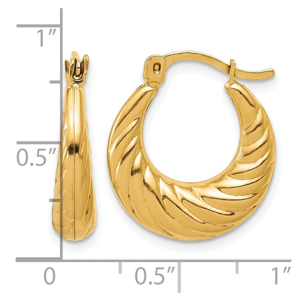 1/20 14K Gold Filled 17mm Puffed Twisted Hoop Earrings