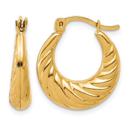 1/20 14K Gold Filled 17mm Puffed Twisted Hoop Earrings