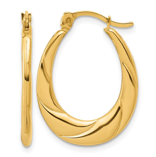 1/20 14K Gold Filled Twisted Edge Oval Hoop Earrings