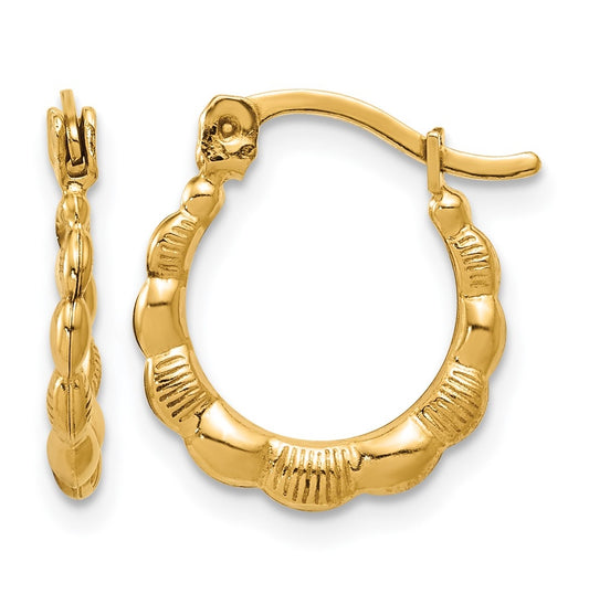 1/20 14K Gold Filled Textured and Scalloped Hoop Earrings