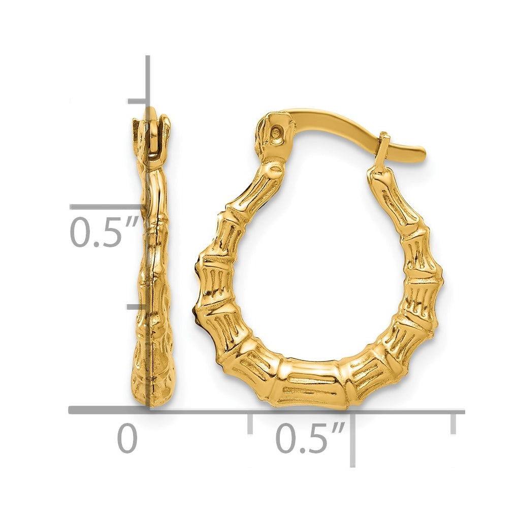 1/20 14K Gold Filled Bamboo Design Hoop Earrings