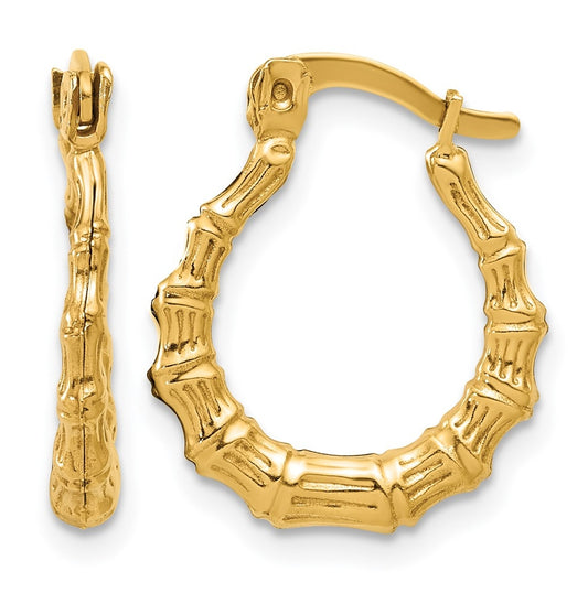 1/20 14K Gold Filled Bamboo Design Hoop Earrings