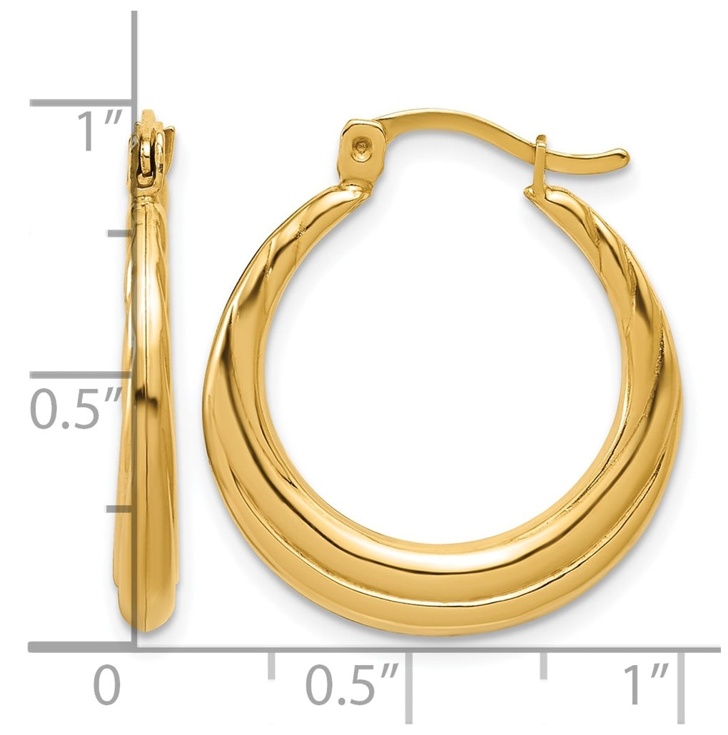 1/20 14K Gold Filled Twisted Graduated Hoop Earrings
