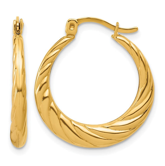 1/20 14K Gold Filled Twisted Graduated Hoop Earrings
