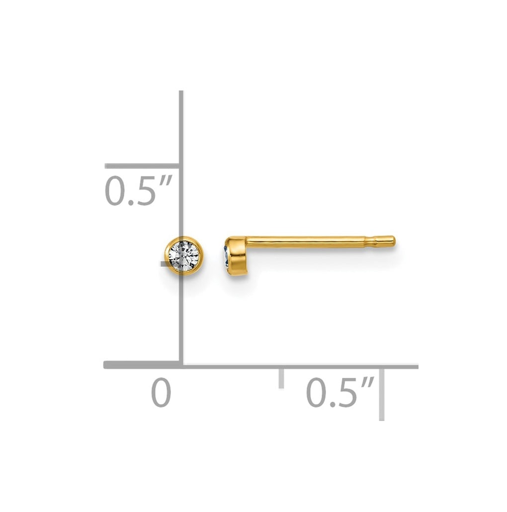 1/20 14K Gold Filled 2.50mm Cubic Zirconia Bezel Post Earrings