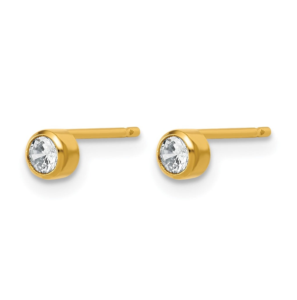1/20 14K Gold Filled 3.50mm Cubic Zirconia Bezel Post Earrings