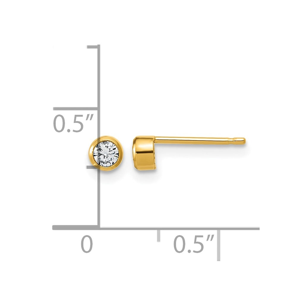 1/20 14K Gold Filled 3.50mm Cubic Zirconia Bezel Post Earrings