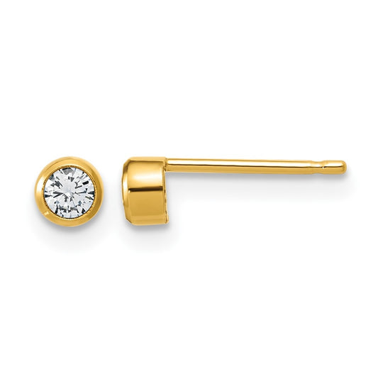 1/20 14K Gold Filled 3.50mm Cubic Zirconia Bezel Post Earrings