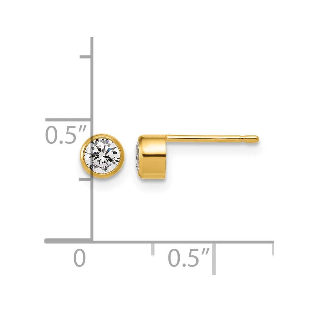 1/20 14K Gold Filled 4.50mm Cubic Zirconia Bezel Post Earrings