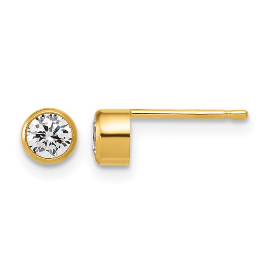 1/20 14K Gold Filled 4.50mm Cubic Zirconia Bezel Post Earrings