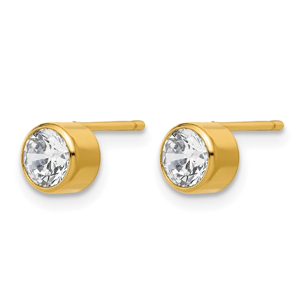 1/20 14K Gold Filled 5.60mm Cubic Zirconia Bezel Post Earrings